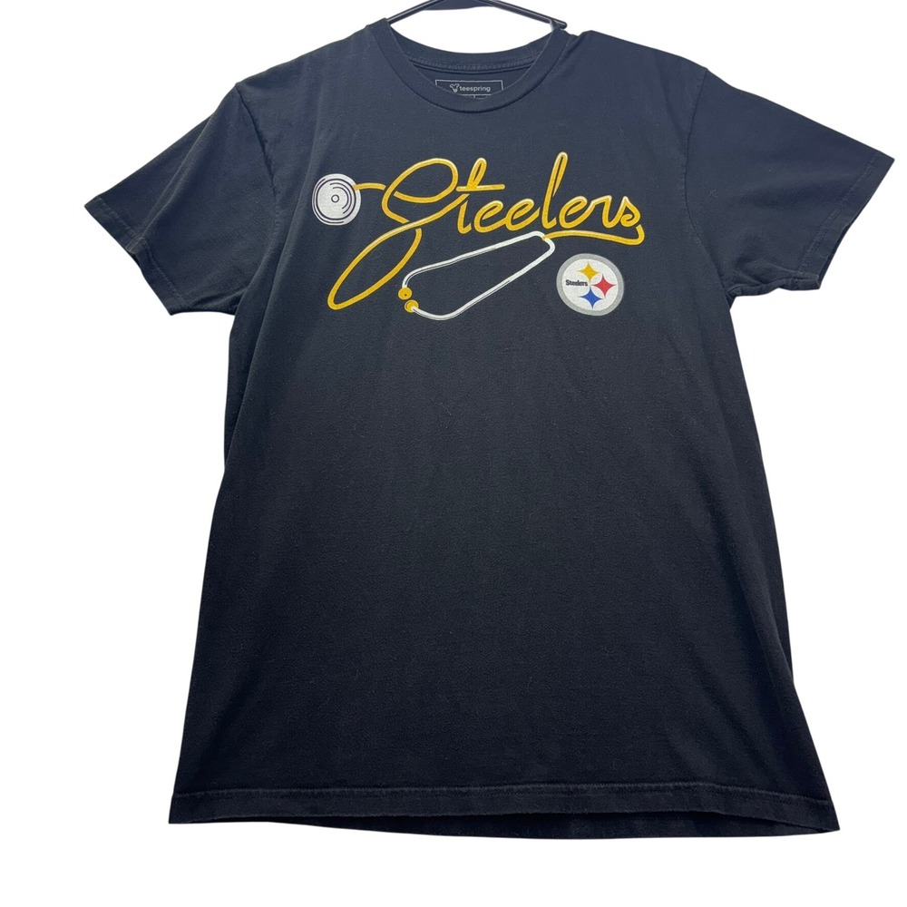 Teespring Pittsburgh Steelers Stethoscope Graphic T-Shirt Mens Small Black NFL